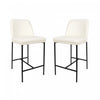 Tabouret de comptoir contemporain Loft en cuir vegetalien et metal, ivoire - Lot de 2
