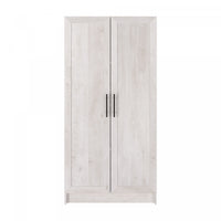 Armoire d’appoint de rangement Elite avec portes à panneaux et 3 tablettes - blanc rustique