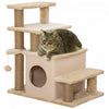 Pawhut Escaliers Pour Chats Avec Poteaux A Gratter Sisal Hauteur Reglable, Arbre A Chat Confortable, Marches Pour Animaux Pour Canape Et Lit Haut Avec Balle Suspendue