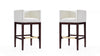 Tabouret de bar Kingsley style Mid-Century Modern en bois et tissu ivoire - Lot de 2