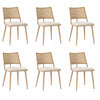 Chaises de salle a manger modernes Oliver avec assise rembourree en PU et dossier en rotin PE, lot de 6, beige