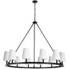 Lustre Colby de Dainolite avec abat-jour blancs, fini noir mat et 12 ampoules