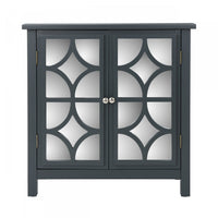 Joyce Armoire A Deux Portes En Bois De Sapin Massif Avec Finition Miroir, Gris Charbon