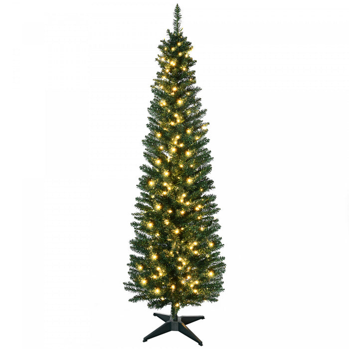 Homcom Arbre De Noel Artificiel Illumine 6 Pi Avec Lumieres Led Blanc Chaud