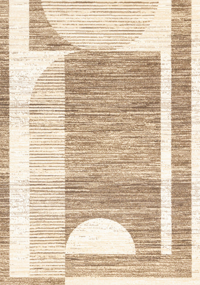 Forte Brown Beige Cream Abstract Geometric Design Area Rug - 5'3" x 7'5"|Carpette Forte brune, beige et crème à motif géométrique abstrait - 5 pi 3 po x 7 pi 5 po