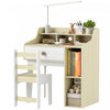 Qaba Ensemble Bureau Et Chaise Pour Enfants Avec Etageres Et Tiroir, Blanc