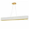 Luminaire suspendu horizontal Aubrey de Dainolite ovale avec abat-jour blanc et doré, fini laiton vieilli et ampoule de 30 W