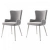 Chaises de salle a manger Luna en velours avec revetement capitonne et pieds metalliques dores, lot de 2, gris