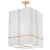 Luminaire suspendu Raquel de Dainolite avec abat-jour blanc, fini doré et 4 ampoules incandescentes