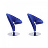Fauteuil pivotant moderne en laine melangee Curl bleu - Lot de 2