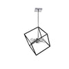Luminaire suspendu Kappa de Dainolite avec fini chromé poli et noir mat, et 4 ampoules