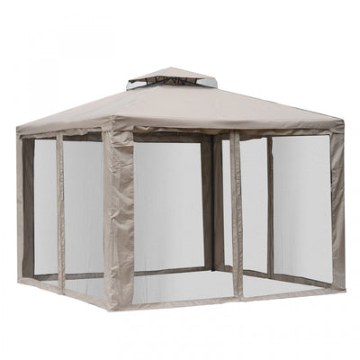 Outsunny 10' X 10' Patio Gazebo Outdoor Pavilion 2 Tire Roof Canopy Shelter Garden Event Party Tent |Outsunny 10x10pi Pavillon De Jardin A Double Toit Avec Fonction De Ventilation Auvent Abri Jardin Ev