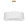 Luminaire suspendu Helena de Dainolite de 30 po de diamètre avec abat-jour blanc qui diffuse la lumière, fini laiton vieilli et 4 ampoules