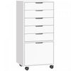 HOMCOM Classeur vertical 5 tiroirs avec roulettes verrouillables, blanc