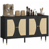 HOMCOM Buffet Boho , Meuble avec Etageres Reglables, Noir