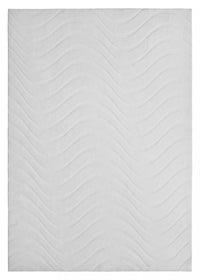 Tapis Lavable A Poils Longs Motif Vagues Blanc Perle 5'x7'