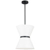 Luminaire suspendu Caterine de Dainolite de 12 po de diamètre, avec abat-jour blanc, anneau noir, fini noir mat et 1 ampoule