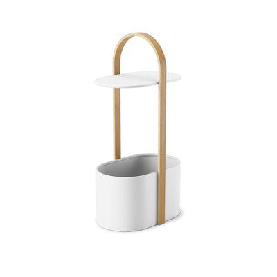 Umbra Modern Steel Bellwood Storage End Table - White and Natural|Table de bout moderne Bellwood de Umbra en acier avec rangement - blanche et naturelle