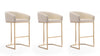 Tabouret de bar rembourre en metal style mid-century moderne Louvre, creme - Lot de 3
