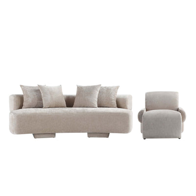 Verandah Mid-Century Modern 2-Piece Sofa Set in Beige | Ensemble de canape 2 pieces Verandah style mid-century modern en beige