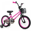 Costway 16\" Velo Pour Enfants Avec Roues D'entrainement Guidon Reglable Et Frein A Main De Siege Rose