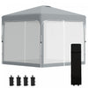 Outsunny 9.8' X 9.8' Pop Up Gazebo Tente Pliable Avec Sac De Transport Et Roues Parois Laterales En Maille Et Hauteur Reglable A 3 Niveaux Pour L'exterieur Le Jardin La Fete Et Le Patio Gris