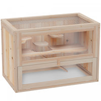 Pawhut Cage En Bois Pour Hamster Lapin Cochon D'inde Chinchilla Pet House 2 Niveaux Petits Animaux H
