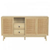 Oliver 61\" Buffet avec Portes Coulissantes en Rattan et Tiroirs, Naturel