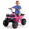 Costway Kids Ride On Electric Atv 6v Quad Car A 4 Roues Avec Pneus De Bande De Roulement De Demarrage A Un Bouton Rose