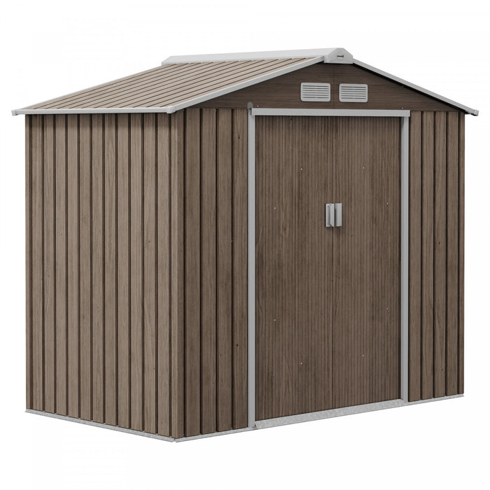 Outsunny Abri De Rangement 7' X 4', Maison A Outils, Marron Clair Vieilli