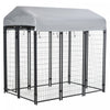 Pawhut 6' X 4' X 6' Grand Chenil Exterieur En Acier Avec Toit En Toile Oxford Resistant Aux Uv Et Verrou Securise