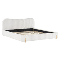 Lit Luna Rembourre avec Tete de Lit Moelleuse, Taille King - Blanc