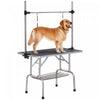 Pawhut Table De Toilettage Reglable Pour Chien Dessus En Caoutchouc 2 Elingues De Securite Panier De Rangement En Maille Heavy Metal Noir 42.25\"l X 23.5\"l X 67\"h