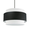 Petit lustre Priya de Dainolite avec abat-jour noir et blanc, fini noir mat et 4 ampoules
