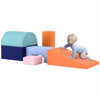 Qaba Jouets D'escalade Pour Tout-petits, 6 Pieces, Equipement De Jeu Doux Pour Enfants, Blocs D'escalade Pour Bebe Pour La Motricite, La Coordination Des Couleurs, Orange Et Bleu
