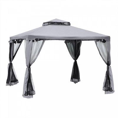 Outsunny 9.6' X 9.6' Patio Gazebo Outdoor Pavilion 2 Tire Roof Canopy Shelter Garden Event Party Ten|Outsunny Pavillon De Jardin Tonnelle Barnum Style Colonial Double Toit Toiles Moustiquaires Amovible