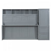 Lit Mural Escamotable Dennis En Bois Composite, Taille Double, Avec Etageres Et Tiroirs, Gris