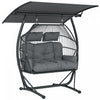 Outsunny Fauteuil Suspendu Double avec Toit, Chaise Œuf Suspendue, Gris Fonce