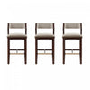 Tabouret de bar moderne en bois Patricia avec revetement en lin - Lot de 3