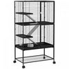 PawHut Cage a 4 Niveaux pour Furet et Chinchilla avec Roulettes, Clapier pour Rat ou Chaton avec Etagere de Rangement, Plateau Amovible, Rampe, 31\" L x 18\" l x 54\" H, Noir