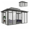 Outsunny Tonnelle de Jardin 3x4m en Aluminium avec Toit Rigide, Gris Fonce