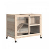 Pawhut Clapier En Bois Massif Pour Lapin Cage Pour Cochon D'inde Interieur Resistant A L'eau Petits Animaux Habitat Maison Avec Rampe Tiroir Plateau Roues Pivotantes A 360°, Bois Naturel