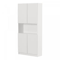 Liora Bibliotheque 4 Portes Et Rangement Ouvert - Blanc Solide