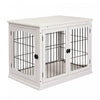 Pawhut 26'' Cage A Chien Decorative En Bois Avec Double Porte D'entree Et Un Design Simple Et Moderne, Blanc.