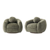 Fauteuil lounge Tribeca style mid-century en chenille vert olive - Lot de 2