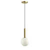 Luminaire suspendu Tara de Dainolite en verre blanc, avec fini laiton vieilli et 1 ampoule