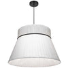 Luminaire suspendu Rochelle de Dainolite avec abat-jour à ruban blanc, fini noir mat et 1 ampoule incandescente