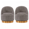 Fauteuil pivotant moderne en chenille Leela gris - Lot de 2