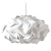 Luminaire suspendu Globus ovale de Dainolite en tissu blanc, avec fini chromé poli et 3 ampoules