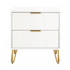 Table de nuit moderne Dumbo 20\" a cannelures en blanc (2 tiroirs)